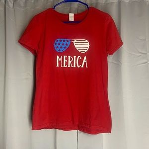 Red 4 of July Themed Shirt. Size L